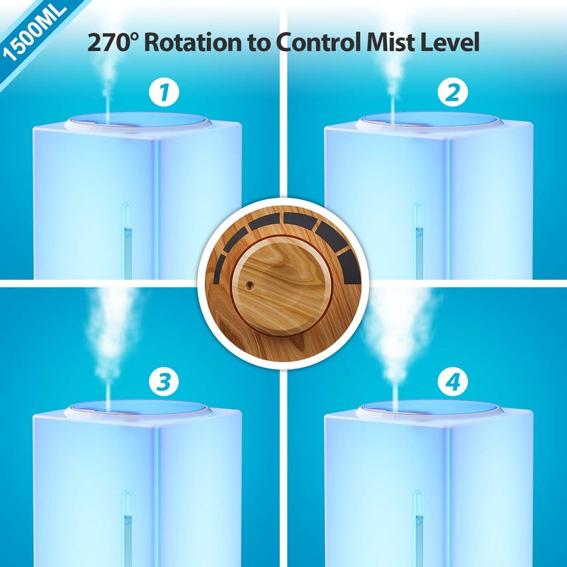 Exqline 1500ml Large Aroma Essential Oil Diffuser - Unique Aromatherapy Humidifier for Large Room (Wood Grain) - Image 5